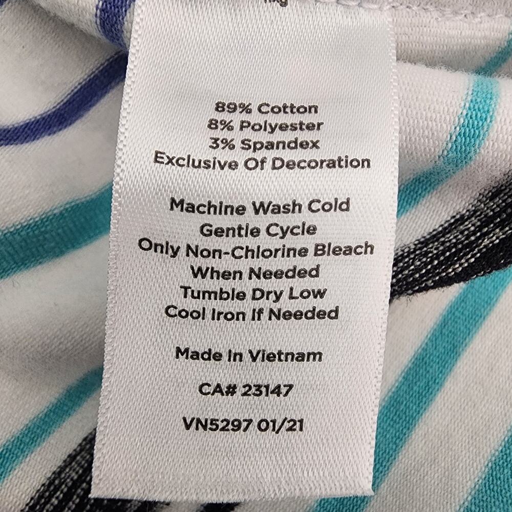 T By Talbots Womens Top Preppy Stripe Laceup Pullover 3/4 Sleeve Relax Pocket 2X - Picture 12 of 12